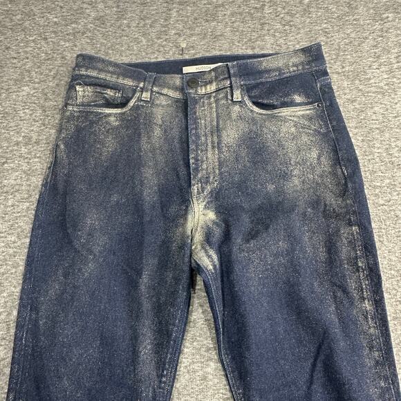 Hudson Jeans Womens 32 Barbara Bootcut Dark Blue with Gold Dust Festival Stretch - Picture 3 of 7